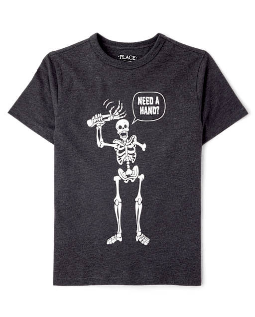 Boys Glow Halloween Skeleton Hand Graphic Tee