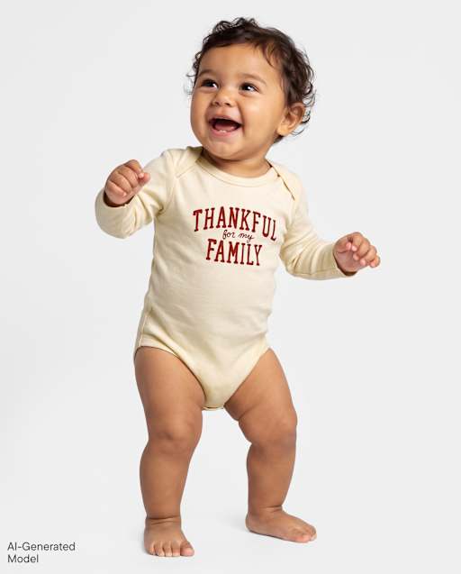 Baby Matching Family Thanksgiving Thankful Graphic Bodysuit