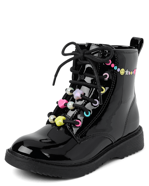 Girls Beaded Combat Boots