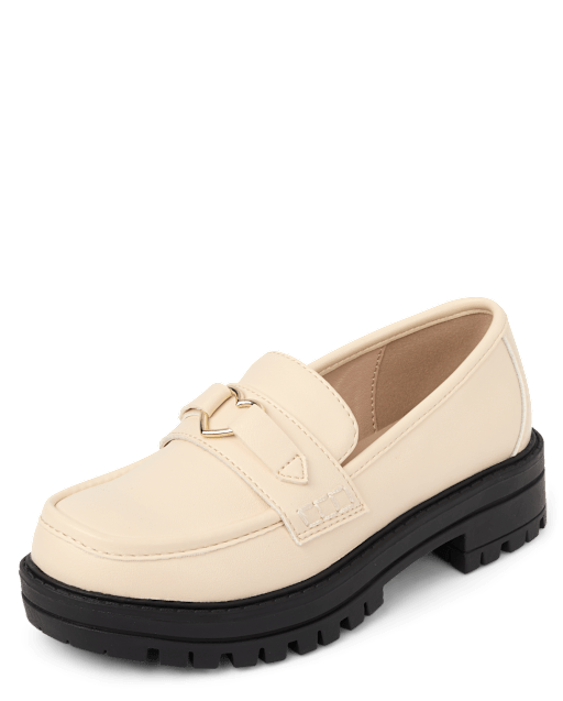 Girls Heart Buckle Loafers