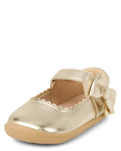 Baby And Toddler Girls Metallic Bow First Steps Mary Jane Shoes