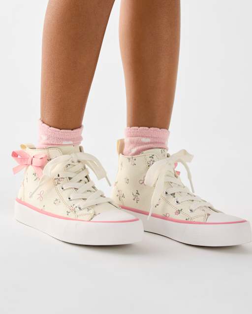 Girls Bow High Top Sneakers