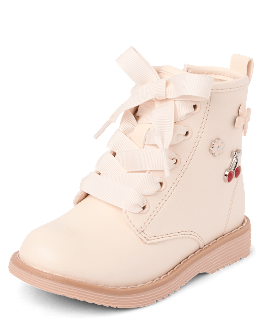 Toddler Girls Charm Stud Lace Up Boots