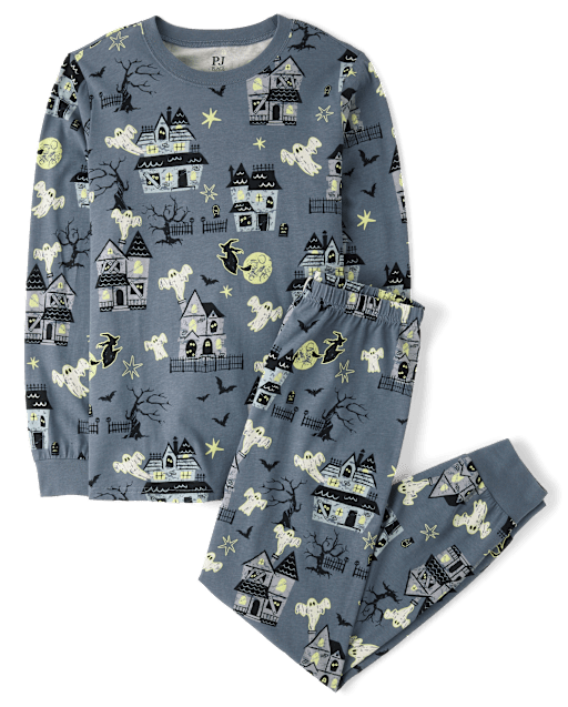 Adult Matching Family Glow Haunted House Cotton Pajamas