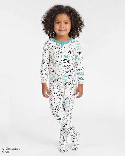 Baby And Toddler Dino Snug Fit Cotton Footed One Piece Pajamas
