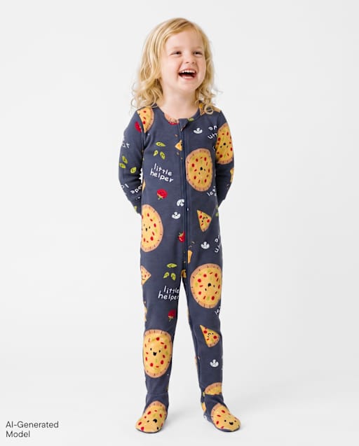 Baby And Toddler Pizza Snug Fit Footed One Piece Pajamas - Super Soft
