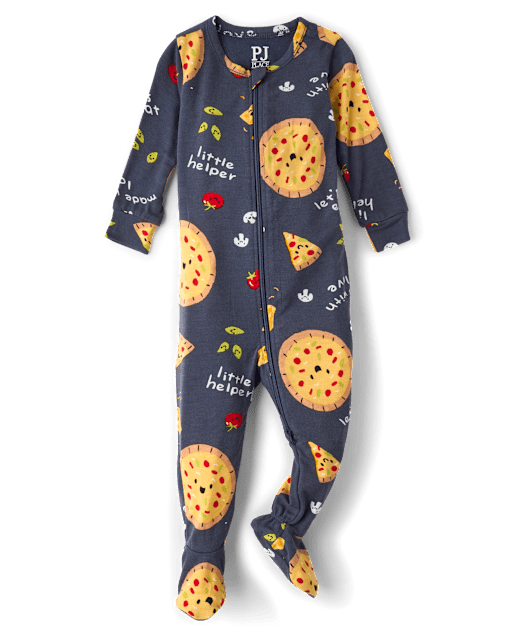 Baby And Toddler Pizza Snug Fit Footed One Piece Pajamas - Super Soft