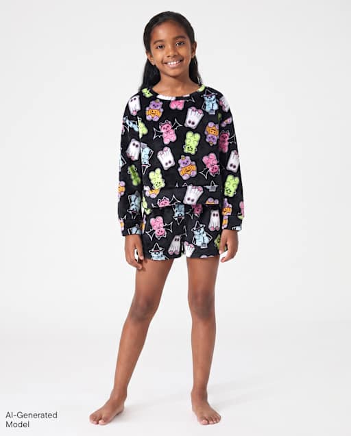 Girls Halloween Candy Bear Pajamas - Cozy Fleece