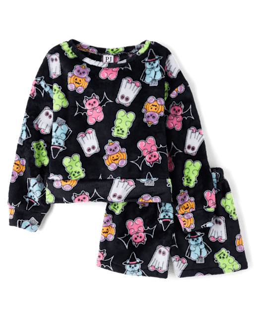 Girls Halloween Candy Bear Pajamas - Cozy Fleece