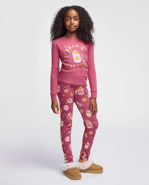 Girls Pumpkin Spice Snug Fit Cotton Pajamas