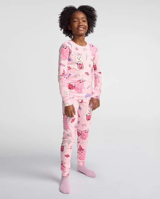 Girls Glow Ghost Snug Fit Cotton Pajamas