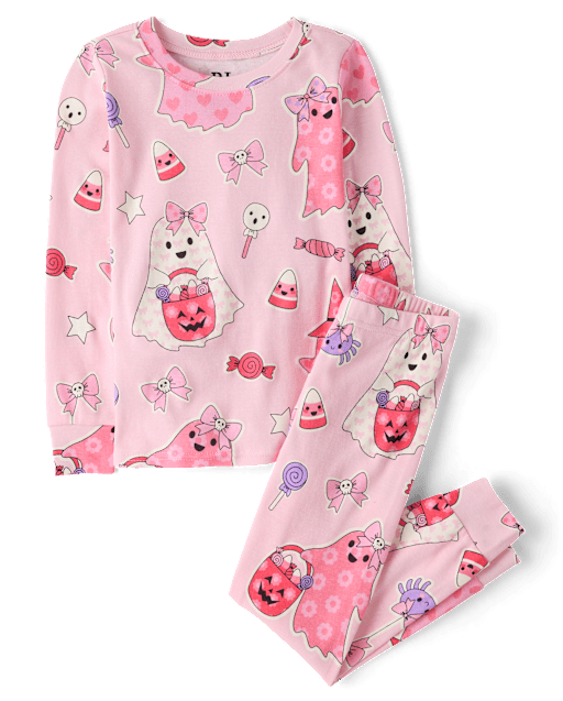 Girls Glow Ghost Snug Fit Cotton PajamasÂ