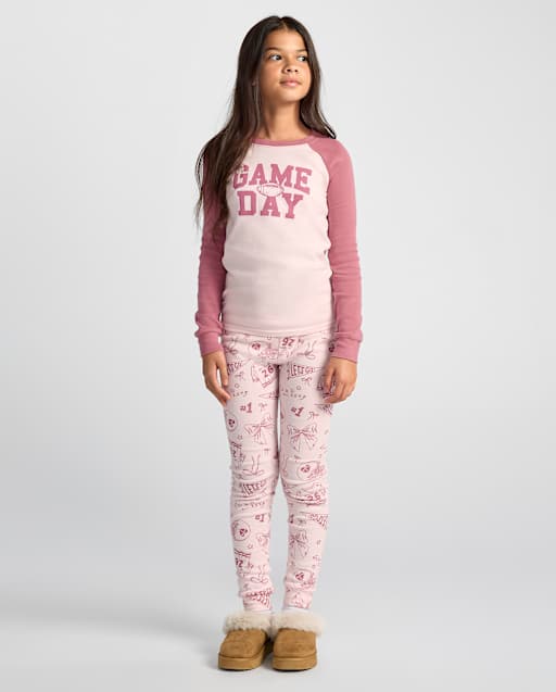 Girls Game Day Snug Fit Football Cotton Pajamas
