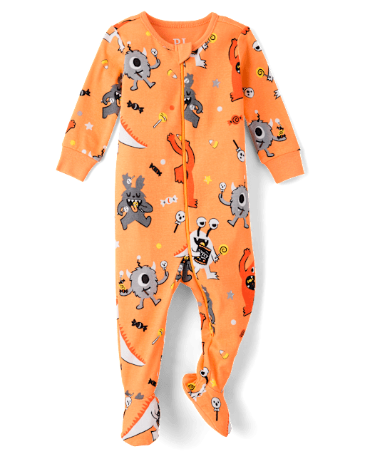 Baby And Toddler Candy Monster Snug Fit Cotton Footed One Piece Pajamas