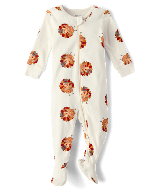 Baby And Toddler Boys Turkey Snug Fit Cotton Footed One Piece Pajamas