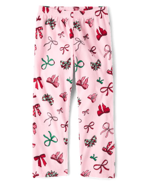 Girls Christmas Bows Dream Fleece Pajama Pants