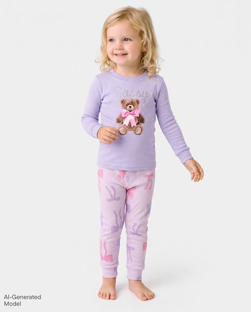 Baby And Toddler Girls Bear Snug Fit Cotton Pajamas