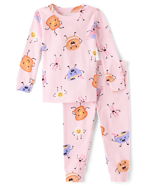 Baby And Toddler Girls Breakfast Snug Fit Cotton Pajamas