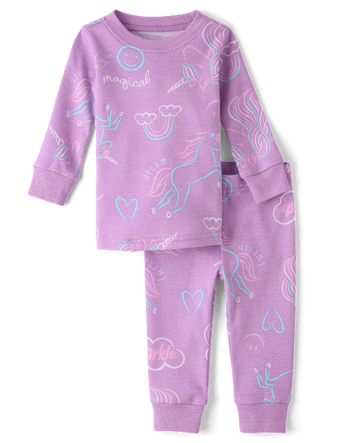 Baby And Toddler Girls Unicorn Snug Fit Cotton Pajamas
