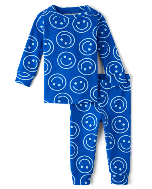 Baby And Toddler Boys Happy Face Snug Fit Cotton Pajamas