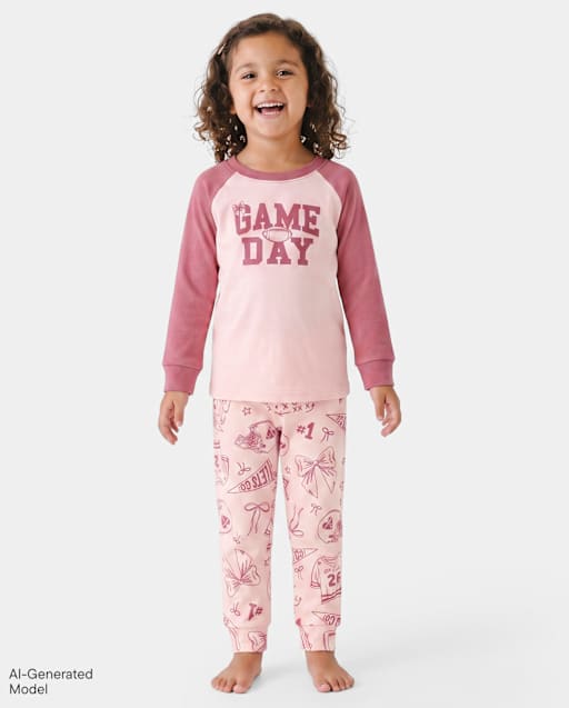 Baby And Toddler Girls Game Day Snug Fit Cotton Pajamas