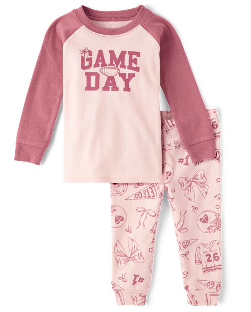 Baby And Toddler Girls Game Day Snug Fit Cotton Pajamas
