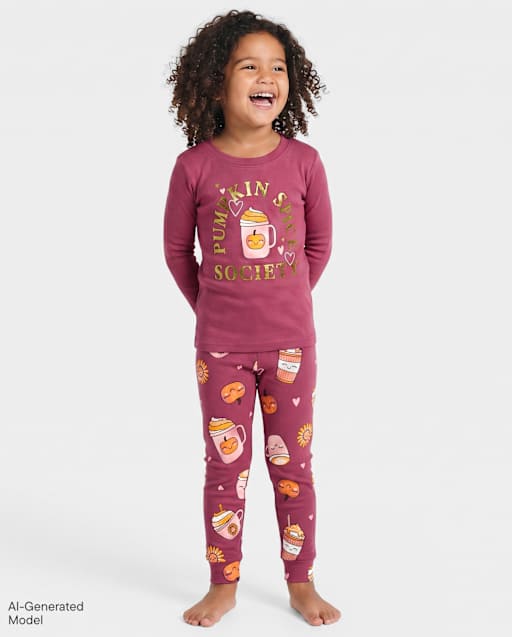Baby And Toddler Girls Pumpkin Spice Snug Fit Cotton Pajamas