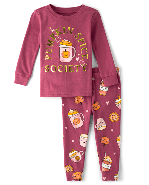 Baby And Toddler Girls Pumpkin Spice Snug Fit Cotton Pajamas