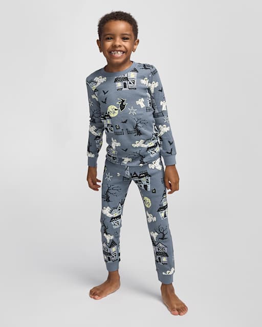 Kids Matching Family Glow Haunted House Snug Fit Cotton Pajamas