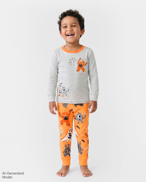 Baby And Toddler Glow Candy Monster Snug Fit Cotton Pajamas
