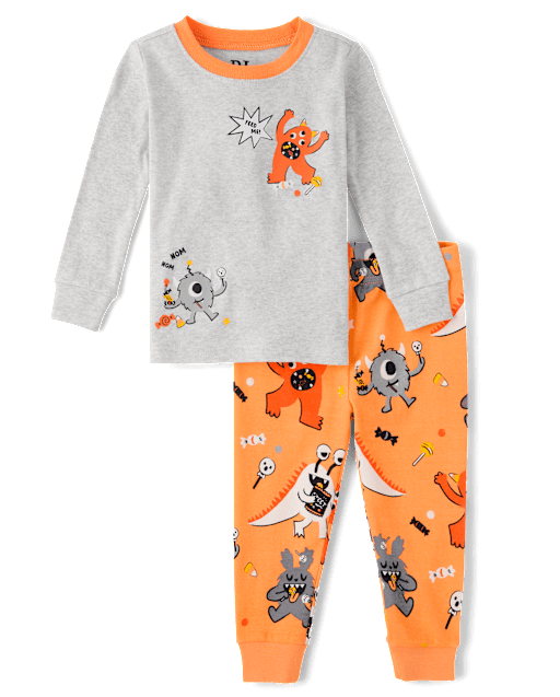 Baby And Toddler Glow Candy Monster Snug Fit Cotton Pajamas