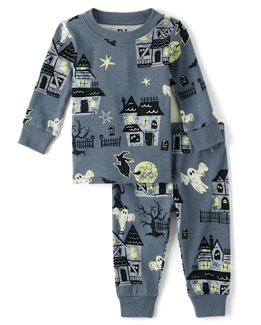 Baby And Toddler Matching Family Glow Haunted House Snug Fit Cotton Pajamas