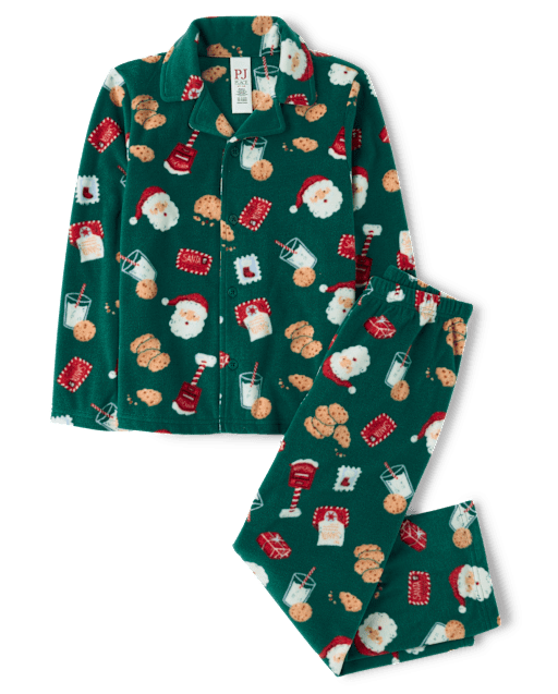 Kids Matching Family Santa Letter Button Front Dream Fleece Pajamas