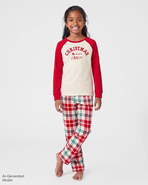 Kids Matching Family Christmas Crew Cotton And Dream Fleece Pajamas