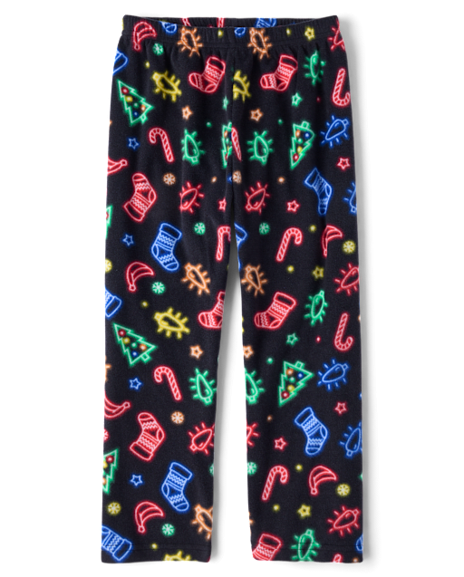 Kids Matching Family Neon Christmas Icon Dream Fleece Pajama Pants