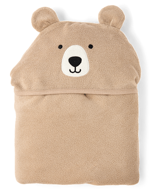 Baby Boys Embroidered Bear Hooded Towel