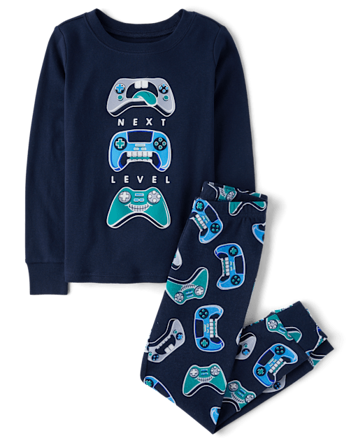 Boys Glow Video Game Controller Snug Fit Cotton Pajamas