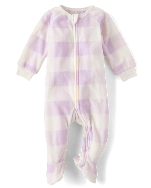 Baby And Toddler Girls Buffalo Plaid Dream Fleece Footed One Piece Pajamas