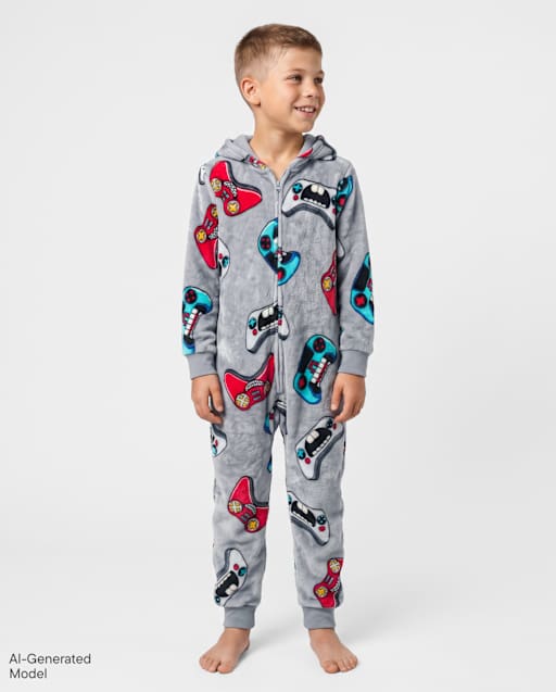 Pyjama une pièce pour garçon, inspiré des jeux vidéo - Douceur polaire