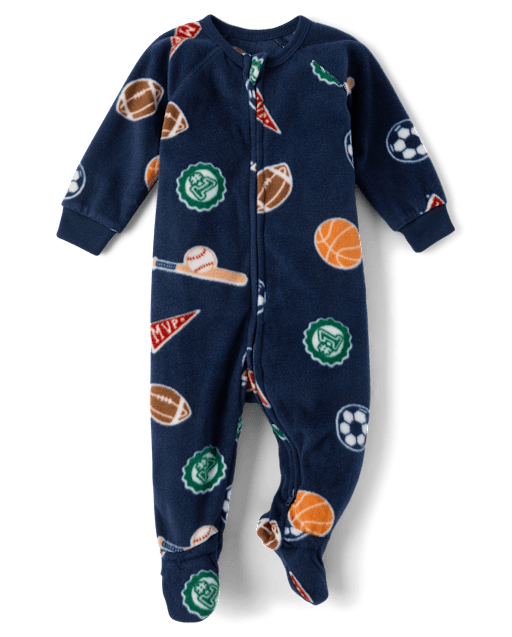 Baby And Toddler Boys Sports Dream Fleece Footed One Piece Pajamas
