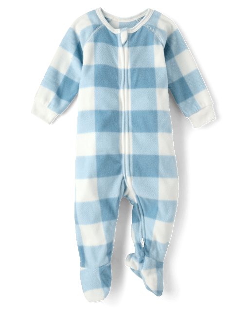 Baby And Toddler Boys Buffalo Plaid Dream Fleece Footed One Piece Pajamas