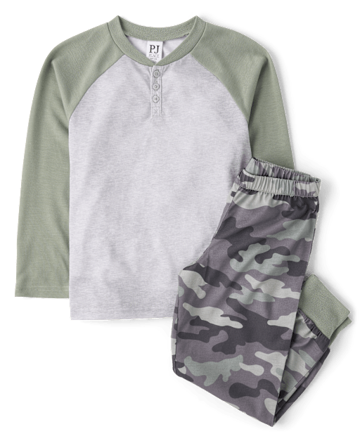Boys Camo Henley Pajamas