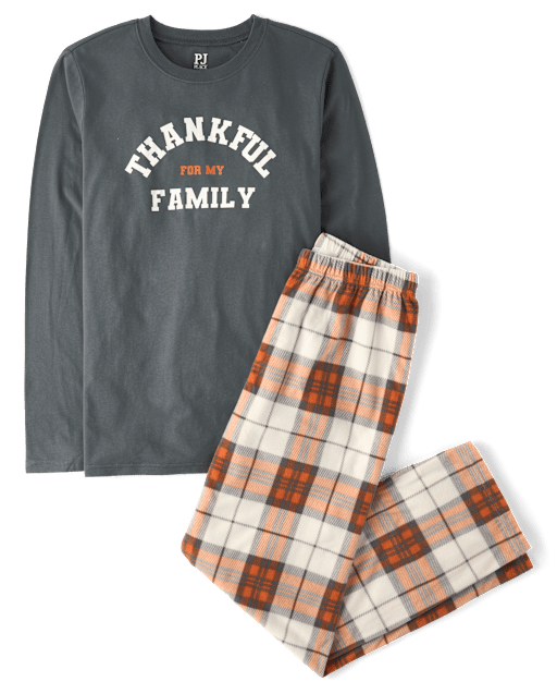 Adult Matching Family Thankful Cotton And Dream Fleece Pajamas