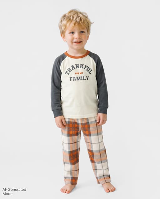 Baby And Toddler Matching Family Thankful Cotton And Fleece Pajamas