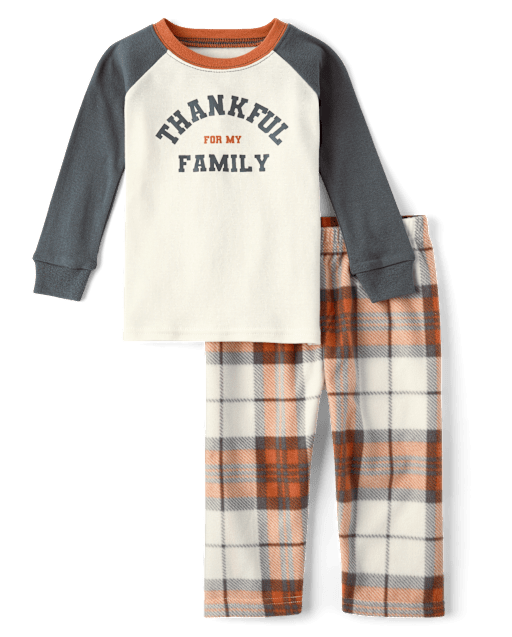 Baby And Toddler Matching Family Thankful Cotton And Fleece Pajamas