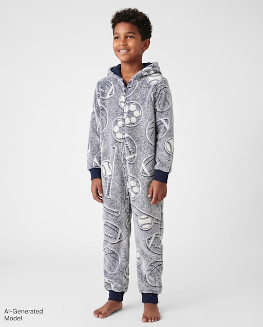 Pyjama une pièce pour garçon Glow Sports - Polaire douce
