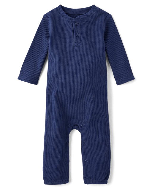 Baby Boys Thermal Henley Romper