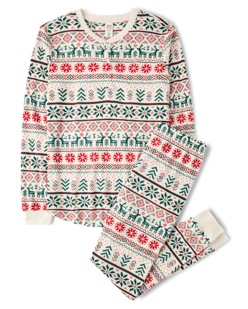 Pyjamas Henley thermiques assortis pour toute la famille, motif Fair Isle, pour Noël