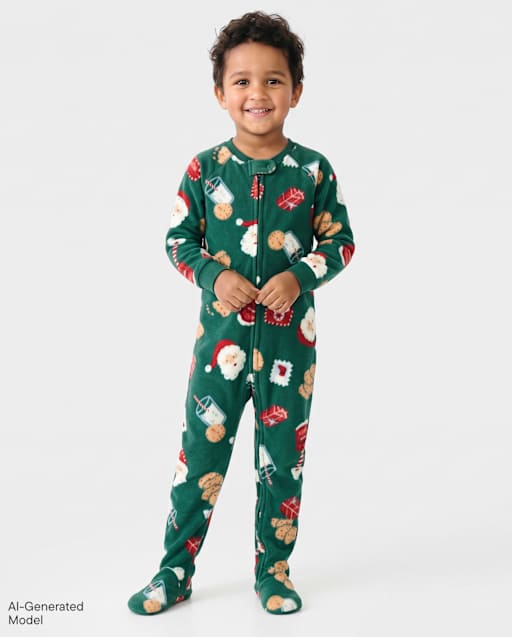 Baby And Toddler Matching Family Santa Letter Dream Fleece Footed One Piece Pajamas