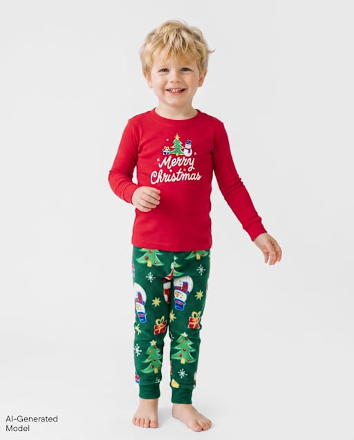 Baby And Toddler Matching Family Merry Christmas Cotton And Dream Fleece Pajamas